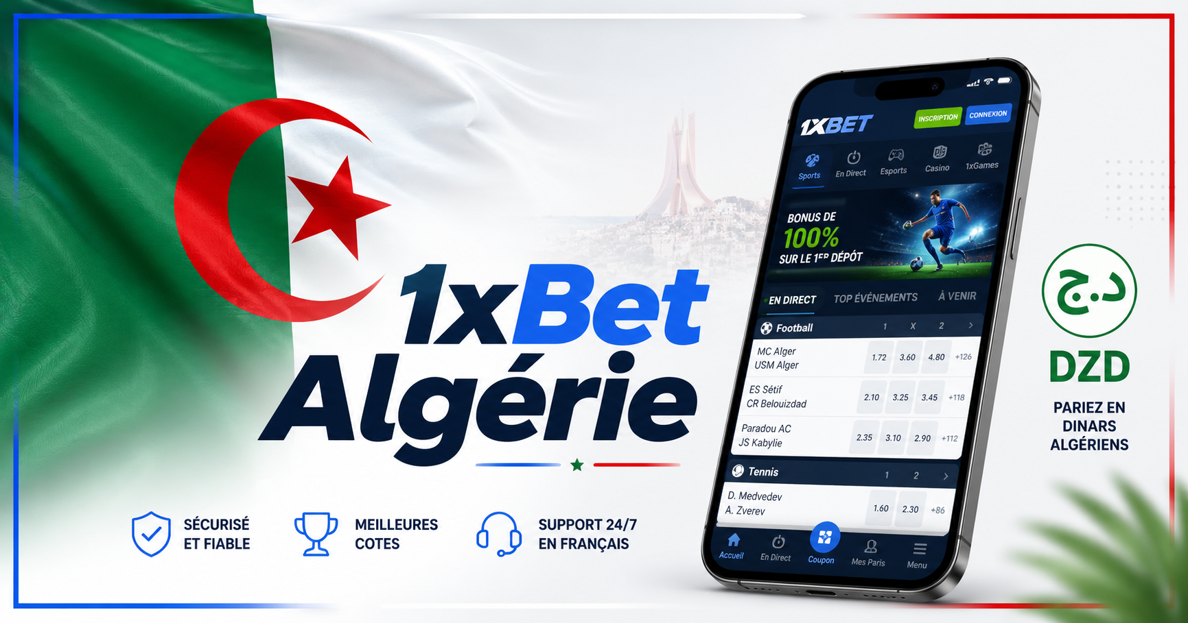 1xBet Algérie - Bonus 200%