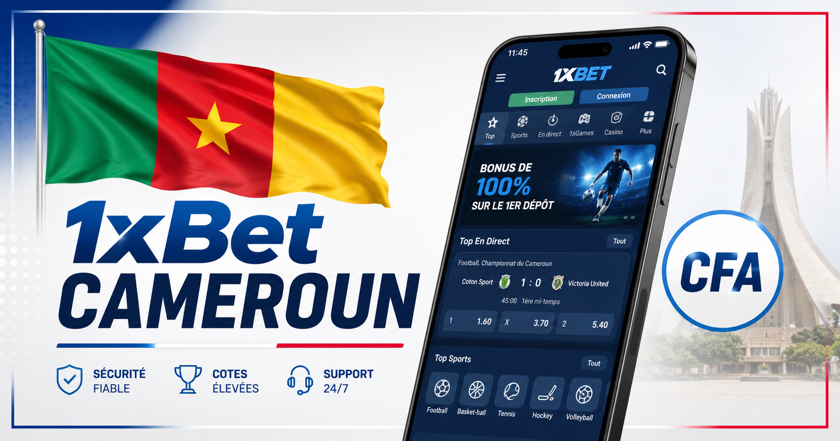 1xBet Cameroun - Bonus 200%
