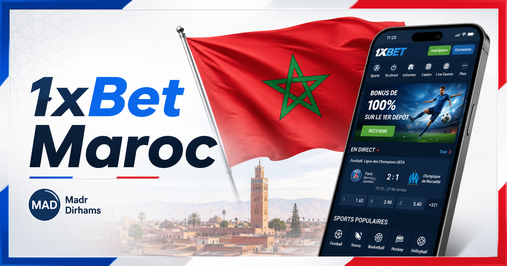 1xBet Maroc - Bonus 200%